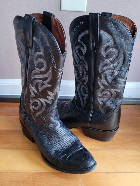 Vintage Dan Post Black Teju Lizard Men 8.5 D Cowboy Western Boots MEX MADE #2110 main image 14